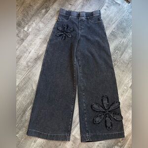 H&M Gray Flare Wide Leg Jeans with Elegant Embroidery just kids